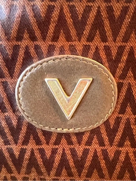 Valentino Garavani Brown Monogram Clutch with Gold V Emblem - Picture 2 of 7